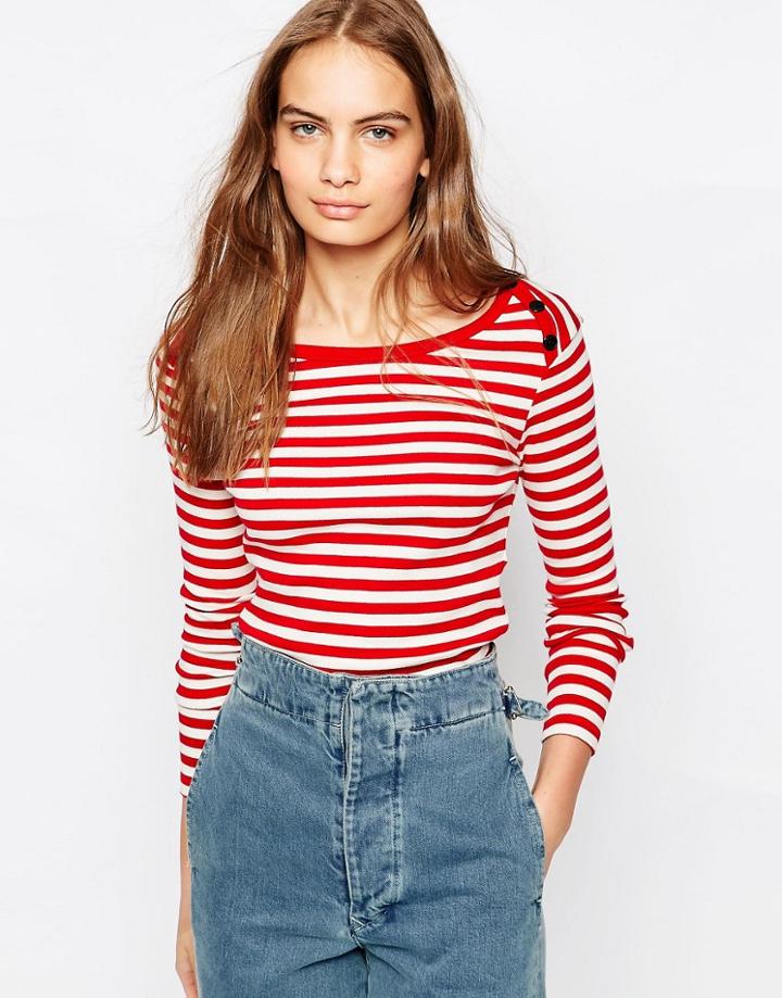 Ganni Classic Stripe Long Sleeve Top - Multi