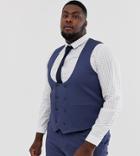 Asos Design Plus Wedding Super Skinny Suit Vest In Stretch Cotton In Indigo Blue