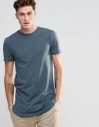 Asos Super Longline Muscle T-shirt With Curved Hem In Slate - Murky