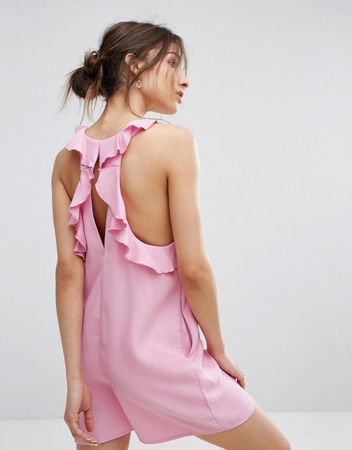 Mango Back Frill Detail Romper - Pink