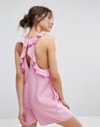 Mango Back Frill Detail Romper - Pink