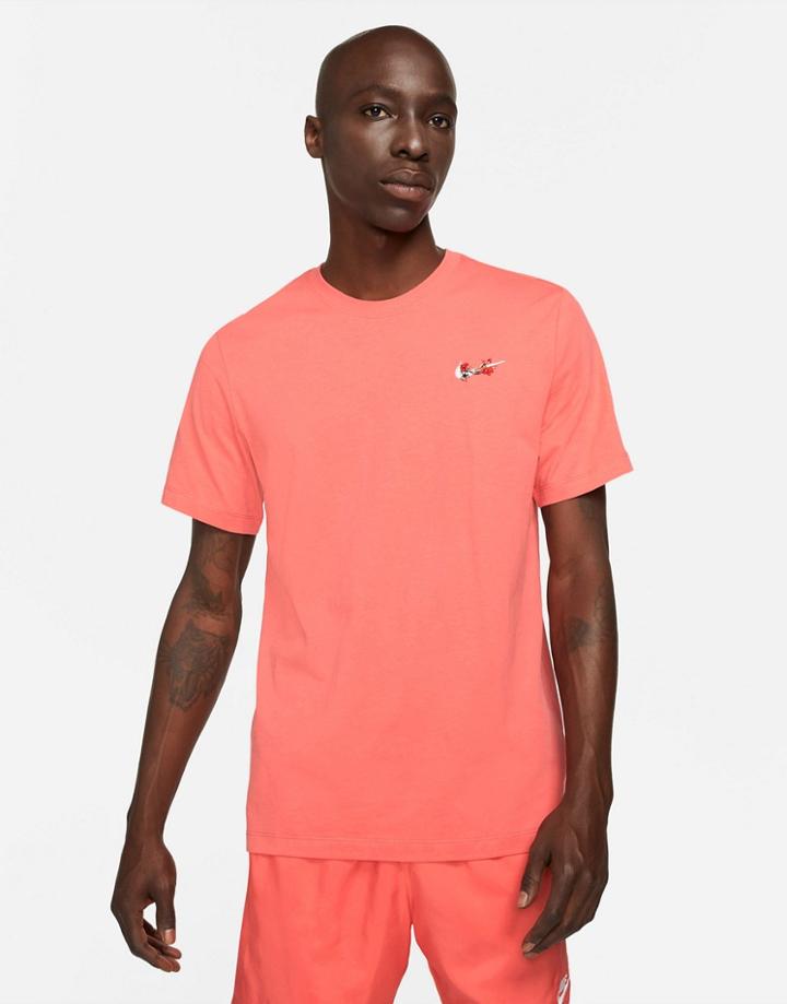 Nike Logo Twist Pack Embroidered Logo T-shirt In Dusty Orange