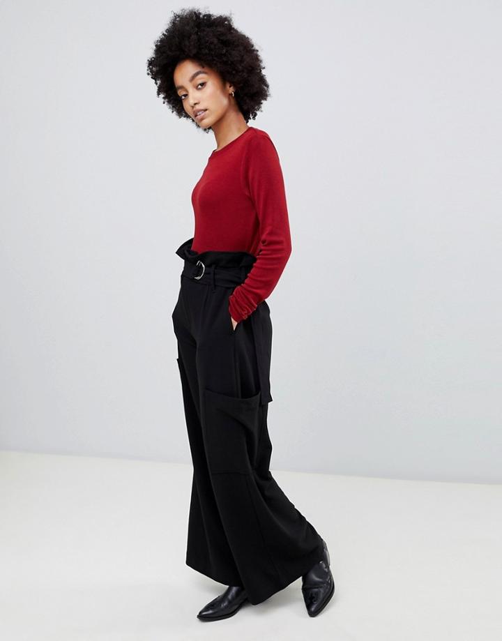 Dr Denim Highwaisted Utility Pants With Belt-black