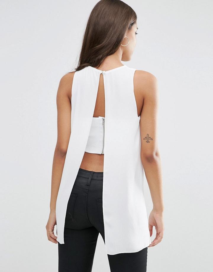 Asos Longline Wrap Front Bandeau Top - White