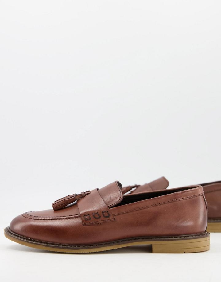 Silver Street Leather Tassel Loafers In Brown