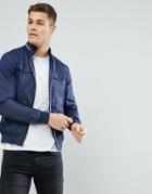 Solid Jacket In Nylon Bomber With Chest Pocket - Navy