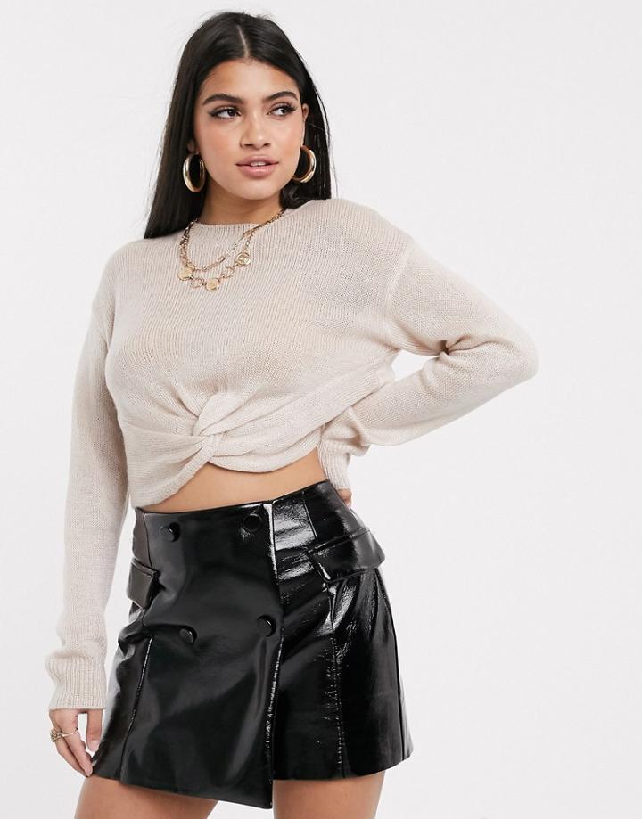 Parallel Lines Lightweight Knitted Sweater With Tie Detail