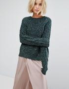 J.o.a Oversized Sweater In Cable Marl - Green