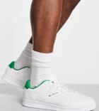 Ben Sherman Wide Fit Minimal Lace Up Sneakers In White And Green