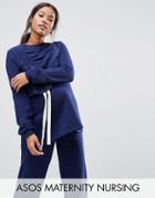 Asos Maternity Nursing Lounge Drawcord Sweat - Navy