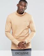 Puma Roll Neck Long Sleeve Top In Tan Exclusive To Asos - Tan