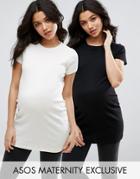 Asos Maternity Crew Neck Tunic With Capped Sleeve 2 Pack - Multi