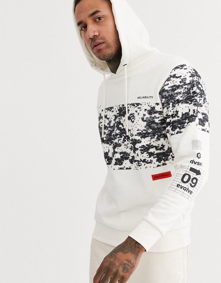 Jack & Jones Core Oversize Fit Logo Hooded Sweat In Off White