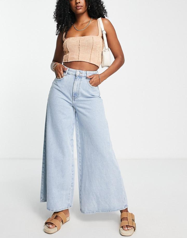 Only Giulia Wide Leg Jeans In Light Blue Denim