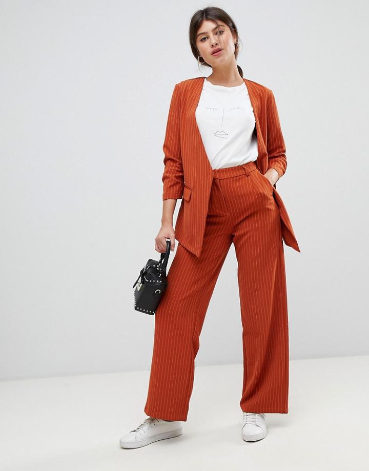 Vila Pin Stripe Flared Tailored Pants - Orange