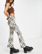 Topshop Highwaisted Bengaline Flared Pant In Check Print-multi