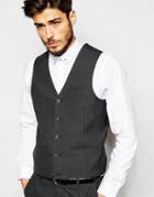 Asos Waistcoat With Square Hem In Charcoal - Charcoal