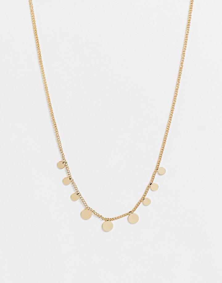 Designb London Necklace With Disc Charms In Gold Tone