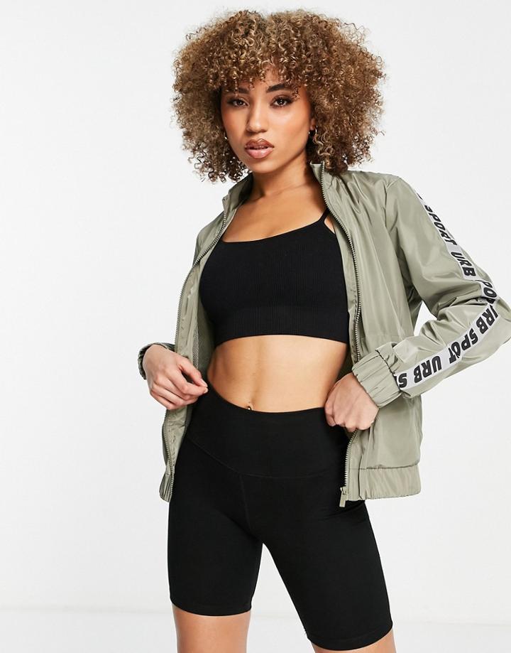 Urban Threads Zip Through Running Jacket In Sage Green