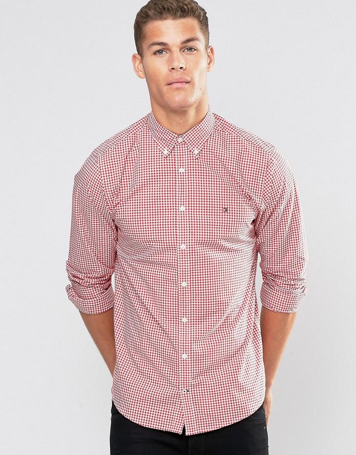 Tommy Hilfiger Shirt With Gingham Check In Ny Regular Fit Red - Red