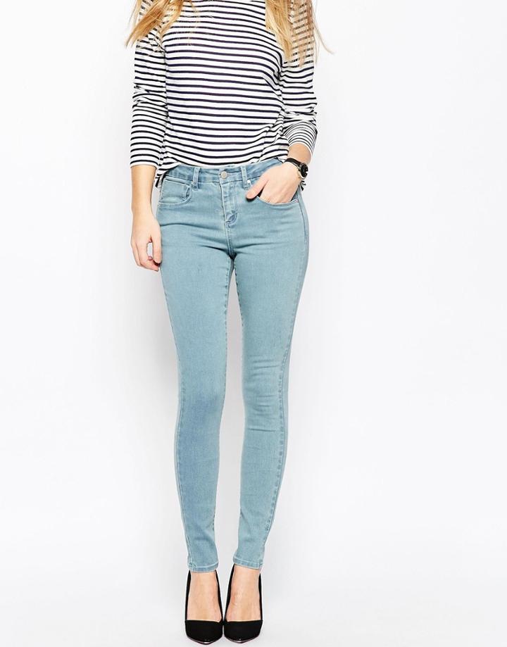 Asos 'sculpt Me' Premium Jeans In Heather Wash - Light Wash Blue