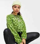 Topshop Petite Space Dye Crop Crew Neck Sweater-green