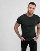 Fred Perry Slim Fit Twin Tipped Ringer T-shirt In Green - Green