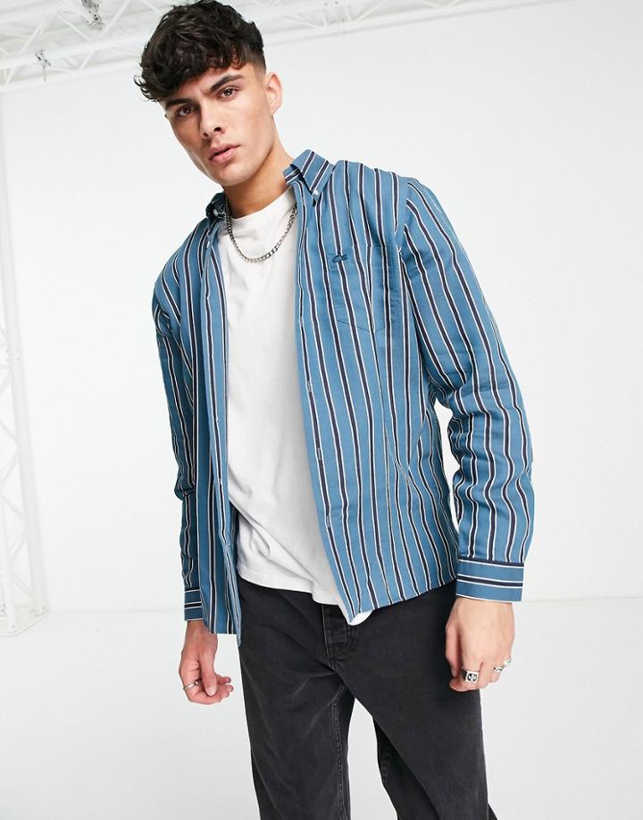 Lacoste Long Sleeve Stripe Shirt In Navy