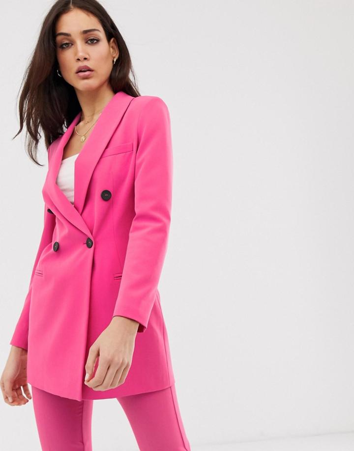 Stradivarius Tailored Blazer Two-piece In Hot Pink - Pink