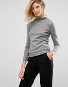 Mango Ribbed Side Knitted Roll Neck Jumper - Gray