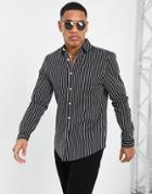 Asos Design Stretch Skinny Stripe Shirt-black