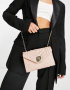 Paul Costelloe Leather Embossed Flap Shoulder Bag In Pink