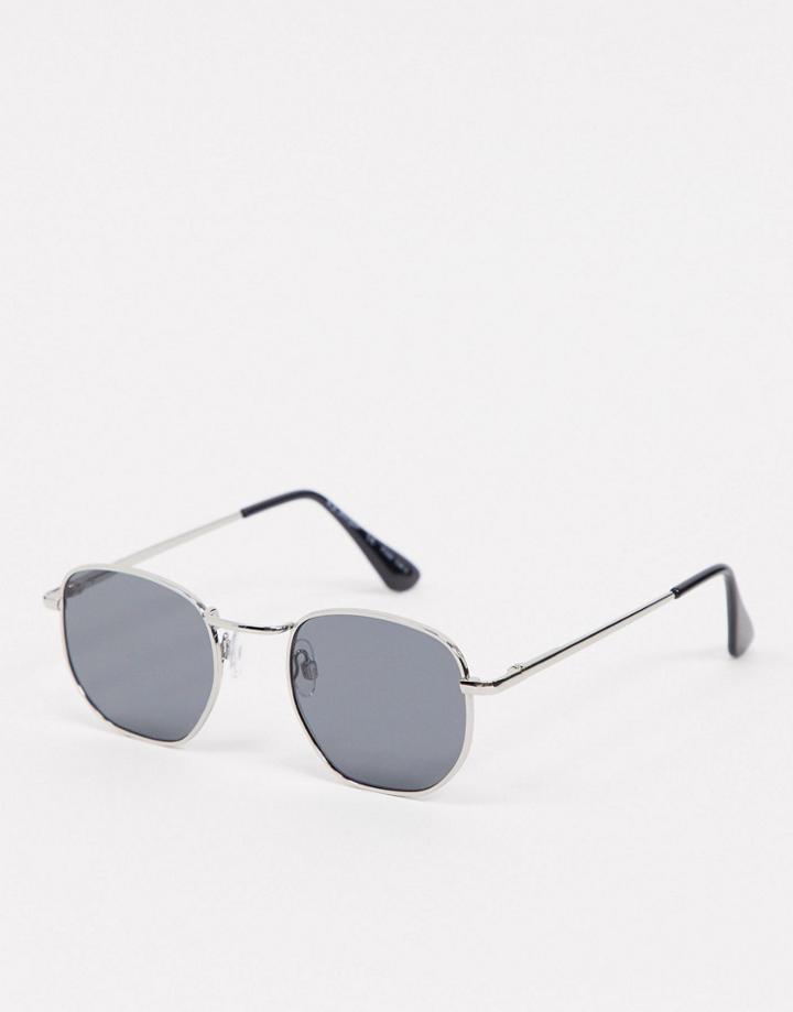 Aj Morgan Round Retro Sunglasses In Silver