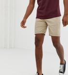 Asos Design Tall Slim Chino Shorts In Putty
