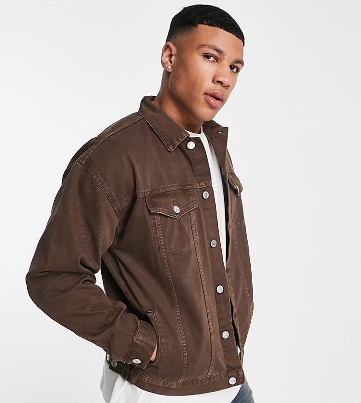 New Look Oversized Denim Jacket In Brown