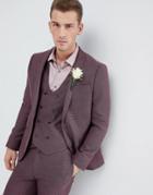 Asos Wedding Skinny Suit Jacket In Damson Micro Texture - Purple