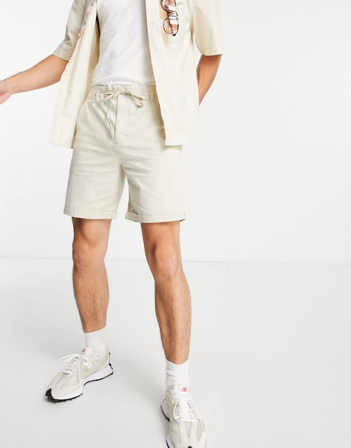 Pull & Bear Chino Shorts In Beige-neutral