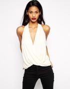 Asos Crepe Wrap Tank With Strap Detail - Black