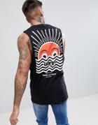 Friend Or Faux Horizon Back Print Sleeveless T-shirt Tank - Black