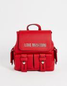Love Moschino Utility Backpack In Red