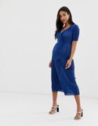 Asos Design Maternity Plisse Tea Dress - Blue