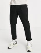 Topman Cotton Blend Tapered Chinos In Black - Black