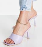 Truffle Collection Wide Fit Square Toe Heeled Mules In Lilac-multi