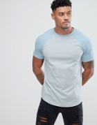 Asos Raglan T-shirt With Curve Hem - Multi