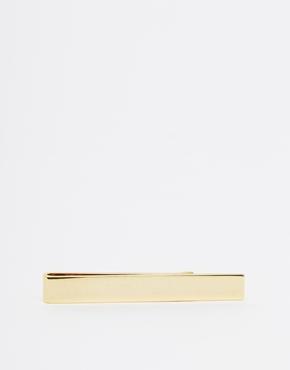 Asos Gold Plated Tie Bar In Slim Fit - Gold