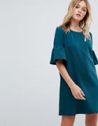 Pull & Bear Frill Sleeve Tee Dress - Green