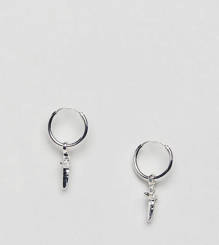 Chained & Able Hanging Crucifix Earrings In Silver - Silver