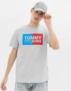 Tommy Jeans Regular Fit T-shirt With Split Box Logo In Gray - Gray