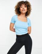 Asos 4505 Seamless Ribbed Square Neck T-shirt-blues