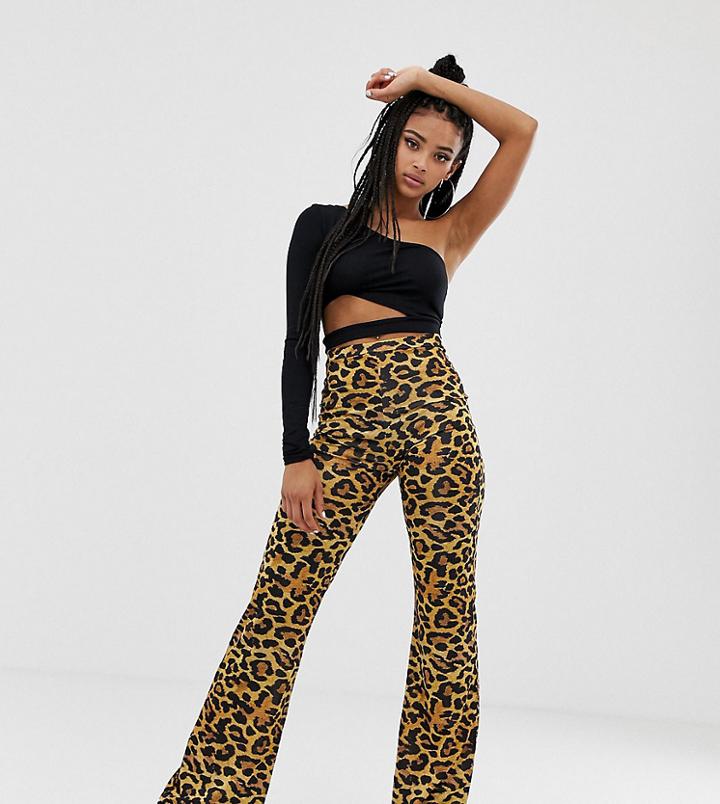 Collusion Flare Pants In Leopard Print-multi